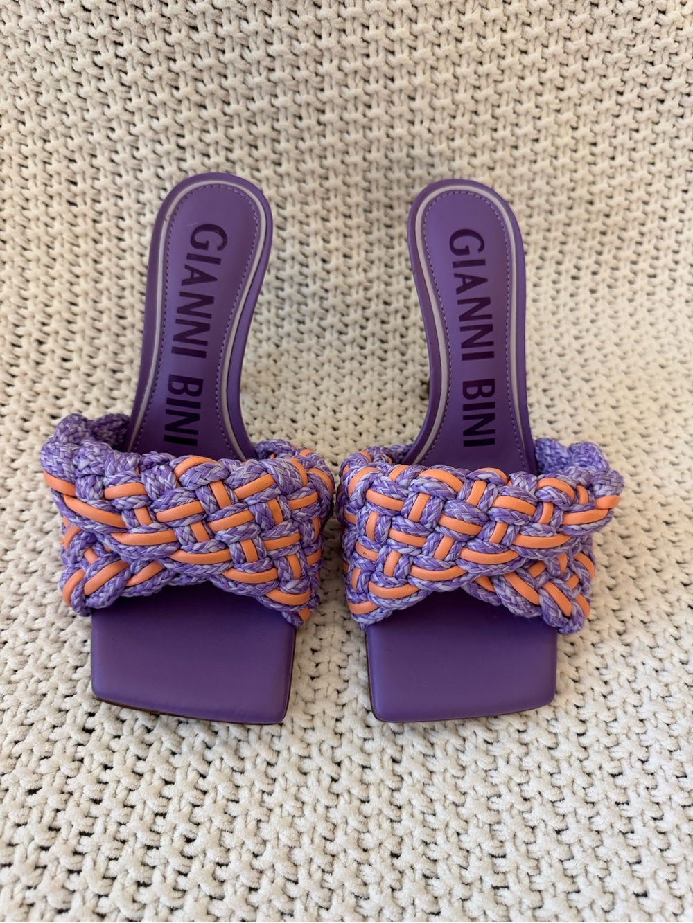 Gianni Bini Lavender & Peach Braided Heeled Mules | 8M